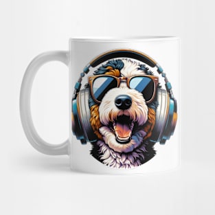 Mini Bernedoodle Smiling DJ in Japanese Art Style Mug